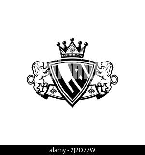 LETTRE du logo LB Monogram avec motif simple de style couronne de bouclier. Monogramme de luxe, logo de luxe lion, Illustration de Vecteur