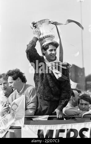 Liverpool FC, Homecoming Victory Parade après avoir remporté la coupe FA et terminé une double ligue et coupe, dimanche 11th mai 1986. Banque D'Images