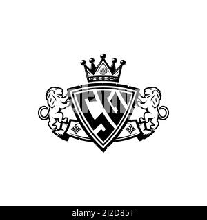 Lettre du logo SG Monogram avec motif simple de style couronne de bouclier. Monogramme de luxe, logo de luxe lion, Illustration de Vecteur