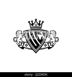Lettre du logo UC Monogram avec motif simple de style couronne de bouclier. Monogramme de luxe, logo de luxe lion, Illustration de Vecteur