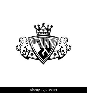 LETTRE du logo ZO Monogram avec motif simple de style couronne de bouclier. Monogramme de luxe, logo de luxe lion, Illustration de Vecteur