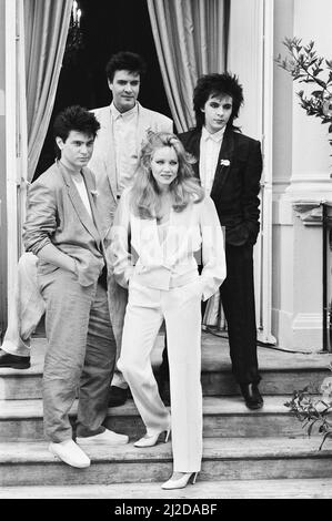 Photo-call, A View to a Kill, nouveau film James Bond, avec l'actrice Tanya Roberts, avec thème du groupe musical Duran Duran. 13th juin 1985. Banque D'Images