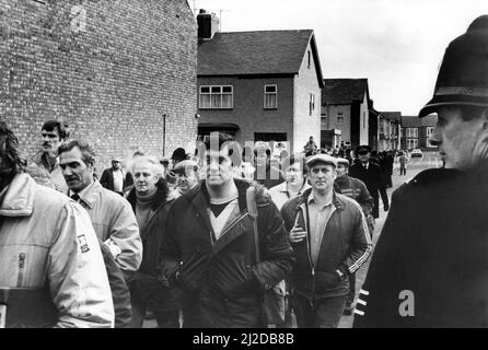 La grève des mineurs nationaux 1985 Une marche pacifique en frappant les mineurs le 5 mars 1985 Banque D'Images