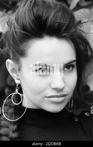 Beatrice Dalle, actrice française, photo-appel à Londres pour promouvoir le nouveau film Betty Blue, photo du 1st septembre 1986. Banque D'Images