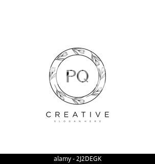 PQ lettre initiale logo Fleur modèle Vector Premium Illustration de Vecteur