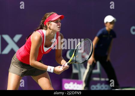 22 sept 2011 - Séoul, Corée du Sud - Julia Goerges d'Allemagne joue à Eleni Daliilidou de Grèce (pas d'image) le jour 3in le Hansol Korea Open tennis deuxième tour au fond de tennis du parc Olymoïque à la seiern Séoul le 22 septembre 2011, Corée du Sud. Julia Goerges a gagné en droit 4-6, 5-7. Banque D'Images