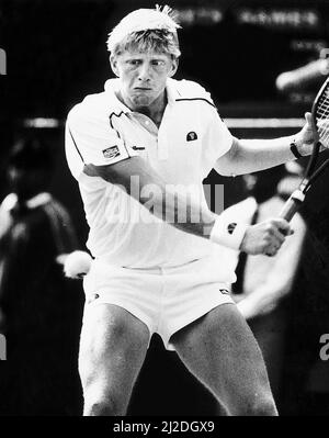 Photo de presse vintage de Tennis, Wimbledon, Boris Becker, 1986