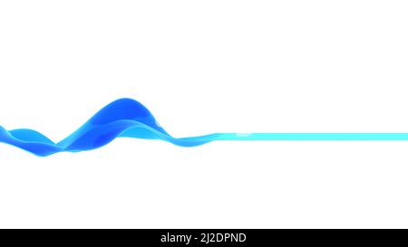 3d arrière-plan abstrait ondulé isolé. Onde ou ligne bleue colorée dans le flux de mouvement et de vibration sur un fond blanc vide. Illustration 3D de haute qualité Banque D'Images