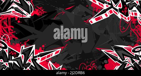 Modèle d'arrière-plan de l'illustration vectorielle style Graffiti Art urbain Noir foncé abstrait Illustration de Vecteur