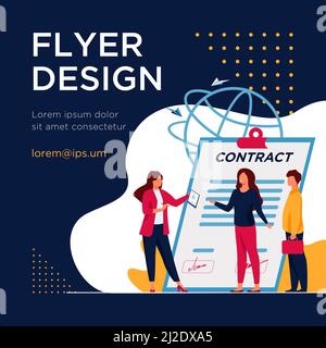 Réunion des partenaires commerciaux. Réunion des hommes d'affaires pour la signature d'un contrat d'illustration de vecteur plat. Emploi, affaire, partenariat concept pour bannière, web Illustration de Vecteur