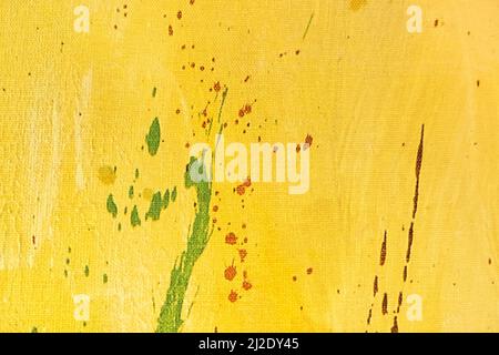 Arrière-plan de l'art abstrait de couleur jaune et verte. Aquarelle sur toile avec dégradé doré. Fragment d'illustration sur papier avec motif ondulé. Banque D'Images