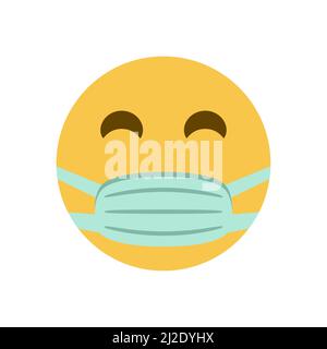 Emoji avec icône de vecteur de masque sur fond blanc Illustration de Vecteur