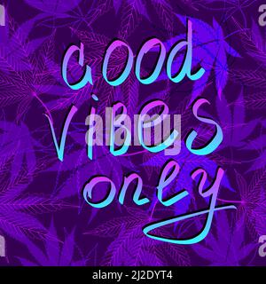 Lettrage bon vibes pour la conception de bannière. Dessin vectoriel de néon. Illustration de Vecteur