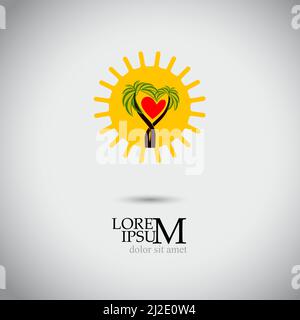 Logo soleil et palmiers. Illustration vectorielle Illustration de Vecteur