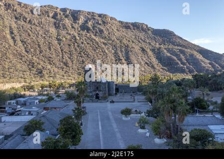 san francisco javier vegge biaundo mission loreto construit en 1744 sur le site indien vue aérienne de drone Banque D'Images