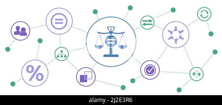 Concept d'égalité avec les icônes connectées Banque D'Images