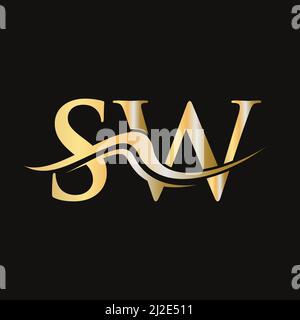 Logo lettre SW. Modèle de logotype logiciel initial pour le logo de l'entreprise Illustration de Vecteur