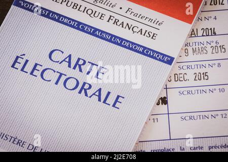 carte électorale avec inscription en français carte électorale république française Banque D'Images