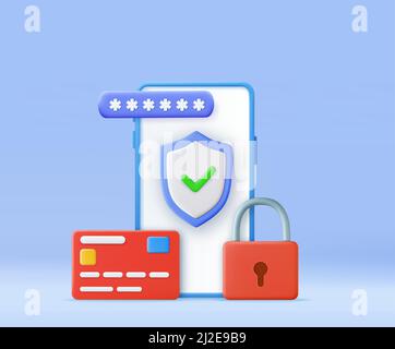 3D système de protection du téléphone mobile. Illustration de Vecteur