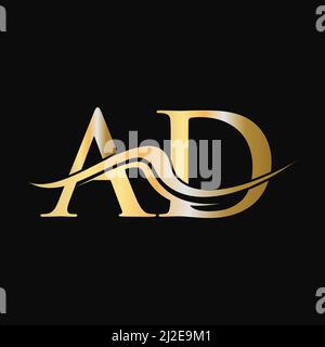 Logo de la lettre AD. Modèle de logotype AD initial. LOGO de l'entreprise et de l'ENTREPRISE AD Monogram Illustration de Vecteur