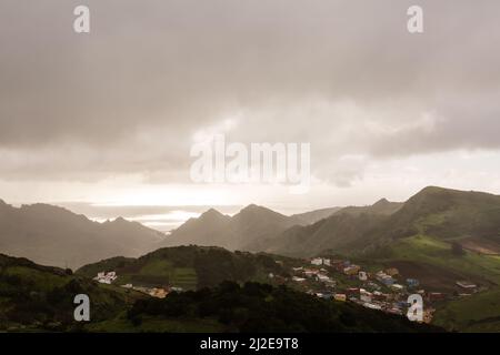 Las Mercedes, Ténérife.Vue de Mirador de Jardina. Banque D'Images