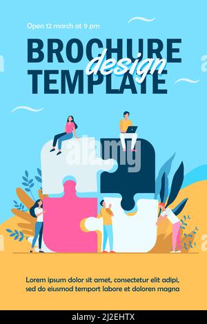 Équipe d'affaires mettant en place puzzle puzzle illustration vectorielle plate isolée. Partenaires de dessin animé travaillant en relation. Travail d'équipe, partenariat et coopération Illustration de Vecteur