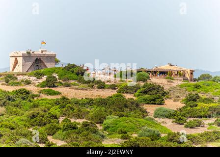 Le Castell de sa Punta de n'Amer avec restaurant près de Cala Millor, Majorque Espagne Banque D'Images