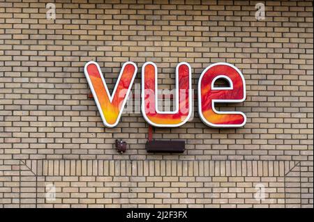 LOGO DU CINÉMA VUE, Norwich Norfolk, Angleterre Banque D'Images