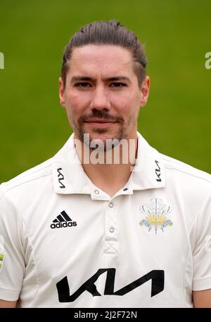 Rory Burns de Surrey pendant une séance photo au Kia Oval, Londres. Date de la photo: Lundi 28 mars 2022. Banque D'Images