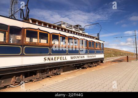 Tramway de la montagne Snaefell au sommet de Snaefell, île de Man Banque D'Images