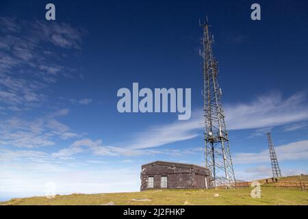 Émetteur au sommet de Snaefell, île de Man Banque D'Images
