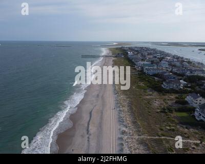 Une vue aérienne de la belle plage de Wilmington en Caroline du Nord, États-Unis Banque D'Images