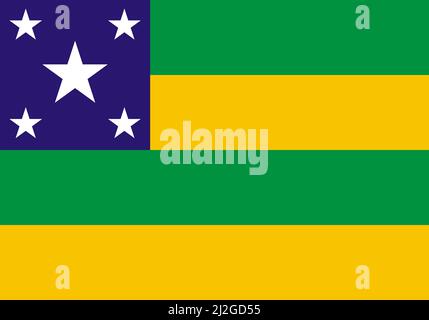 Vue de dessus du drapeau Sergipe, Brésil. Patriote brésilien et concept de voyage. Pas de mât. Conception de plan, présentation. Arrière-plan drapeau Banque D'Images