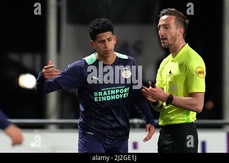 WIJDEWORMER, PAYS-BAS - AVRIL 1 : Vincent Muller du PSV U23 lors du match néerlandais de Keukenkampidivisioenie entre AZ U23 et PSV U23 à l'AFAS Trainingscomplex le 1 avril 2022 à Wijdewormer, pays-Bas (photo de Patrick Goosen/Orange Pictures) Banque D'Images