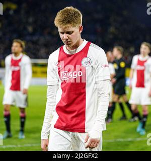 BREDA, PAYS-BAS - AVRIL 1 : entraîneur-chef Kristian Hlynsson d'Ajax U21 après le match des Hollandais Keukenkampidicenie entre NAC Breda et Ajax U21 au Rat Verlegh Stadion le 1 avril 2022 à Breda, pays-Bas (photo de Joris Verwijst/Orange Pictures) Banque D'Images