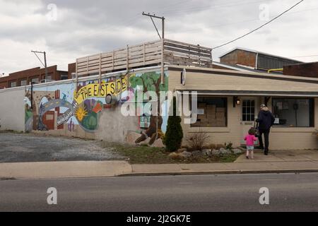 La fresque du côté est sur un bâtiment à Lancaster PA Banque D'Images