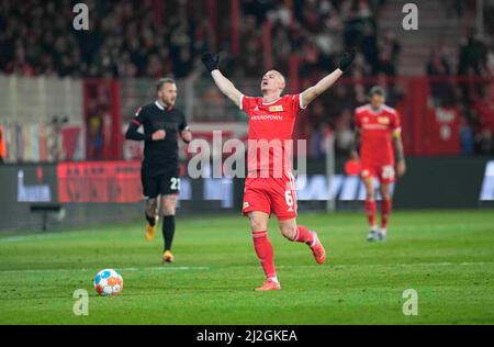 1 avril 2022: Julian Ryerson de l'Union Berlin pendant le FC Union Berlin contre le FC Cologne, à an der Alten Försterei, Berlin, Allemagne. Prix Kim/CSM. Banque D'Images