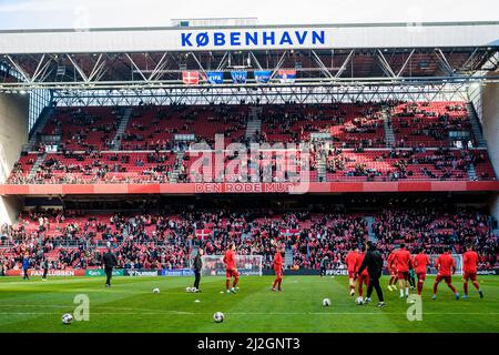 Copenhague, Danemark. 29th, mars 2022. Le stade Parken vu pendant le football amical entre le Danemark et la Serbie à Copenhague. (Crédit photo: Gonzales photo - Robert Hendel). Banque D'Images