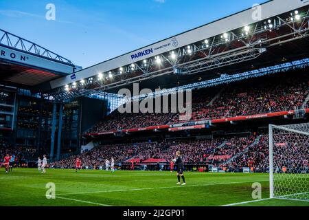 Copenhague, Danemark. 29th, mars 2022. Le stade Parken vu pendant le football amical entre le Danemark et la Serbie à Copenhague. (Crédit photo: Gonzales photo - Robert Hendel). Banque D'Images