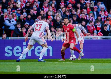 Copenhague, Danemark. 29th, mars 2022. Dusan Tadic (10) de Serbie vu pendant le football amical entre le Danemark et la Serbie à Parken à Copenhague. (Crédit photo: Gonzales photo - Robert Hendel). Banque D'Images