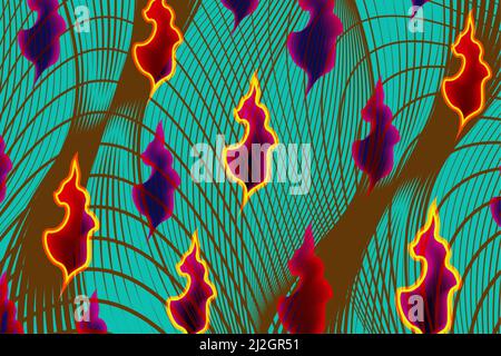 African Wax Print toile de fond, motifs ethniques fleurs ornement, motifs fleurs éléments floraux. Texture vectorielle, textile afro coloré Illustration de Vecteur