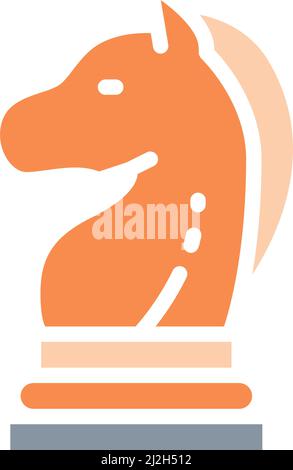 Vecteur cheval d'échecs, chevalier pièce, stratégie ligne blanche icône. Illustration de symbole et de signe. Illustration de Vecteur