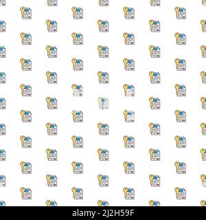 Document vectoriel avec clé, certificat, modèle de papier sécurisé avec diverses icônes. Illustration de Vecteur