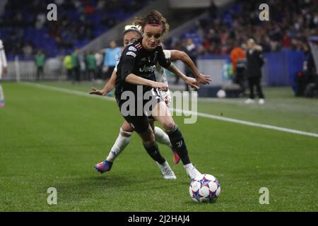 Barbara BONANSEA de Juventus lors de l'UEFA Women's Champions League, quart de finale, match de football de 2nd jambes entre l'Olympique Lyonnais (Lyon) et le Juventus FC le 31 mars 2022 au stade Groupama à Decines-Charpieu près de Lyon, France - photo: Romain Biard/DPPI/LiveMedia Banque D'Images