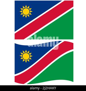 Drapeau de Namibie sur fond blanc. Drapeau vectoriel haut détaillé de la Namibie. Drapeau de Namibie. style plat. Banque D'Images