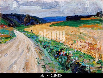 Art vintage par Wassily Kandinsky - Kallmunz - étude de la nature sur la stagecoach jaune (1903). Banque D'Images