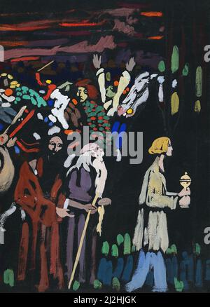 Art vintage par Wassily Kandinsky - Etude sur la panique (1907). Banque D'Images