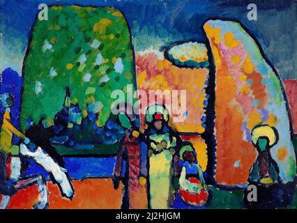 L'art vintage par Wassily Kandinsky - Etude sur l'improvisation n° 2 (mars funéraire) (1909). Banque D'Images