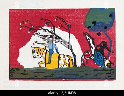 Peinture de Wassily Kandinsky, 1910s. Klange plate 1 (1913) - 'Klänge' (sons) Woodcut art Banque D'Images