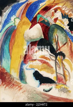 Peinture de Wassily Kandinsky, 1910s. Brouillon pour photo avec forme blanche (1913). Banque D'Images